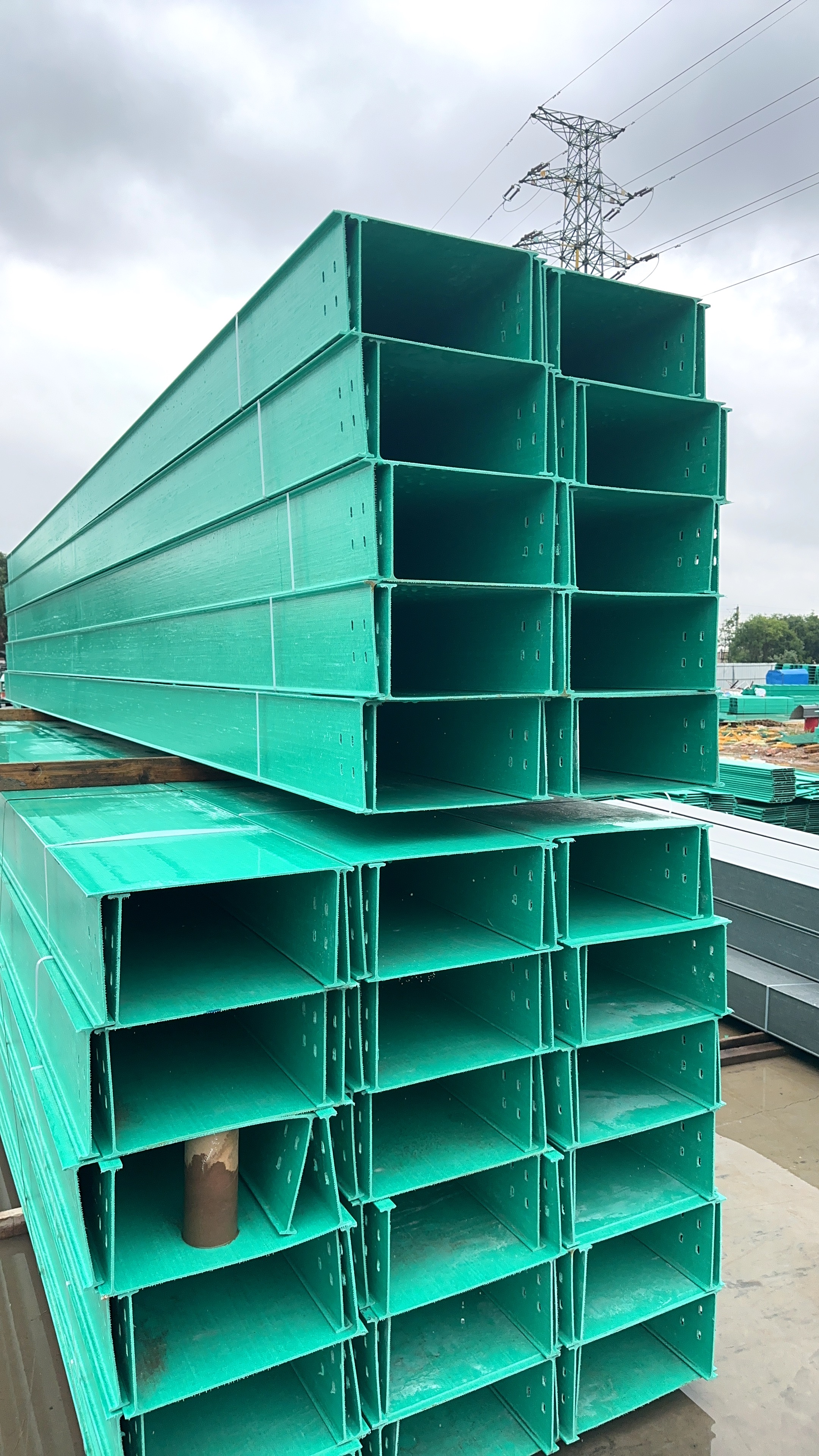 Finished FRP cable trays in the yard